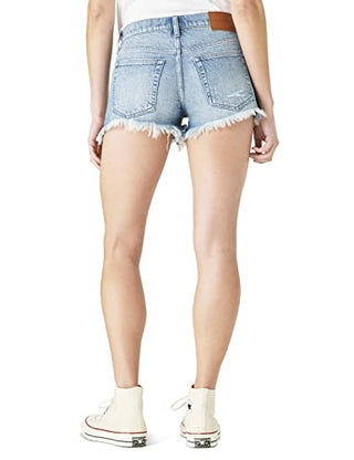 Shorts jeans feminino Lucky Brand rasgado e cortado, azul, tamanho 28