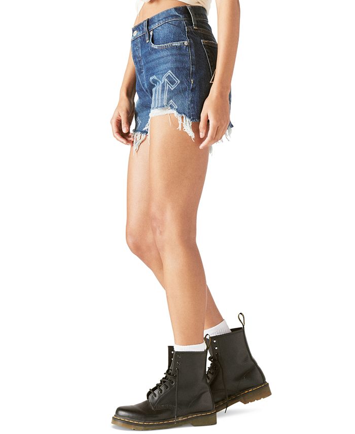 Shorts femininos Lucky Brand Legend de cintura alta, tamanho 29, azul