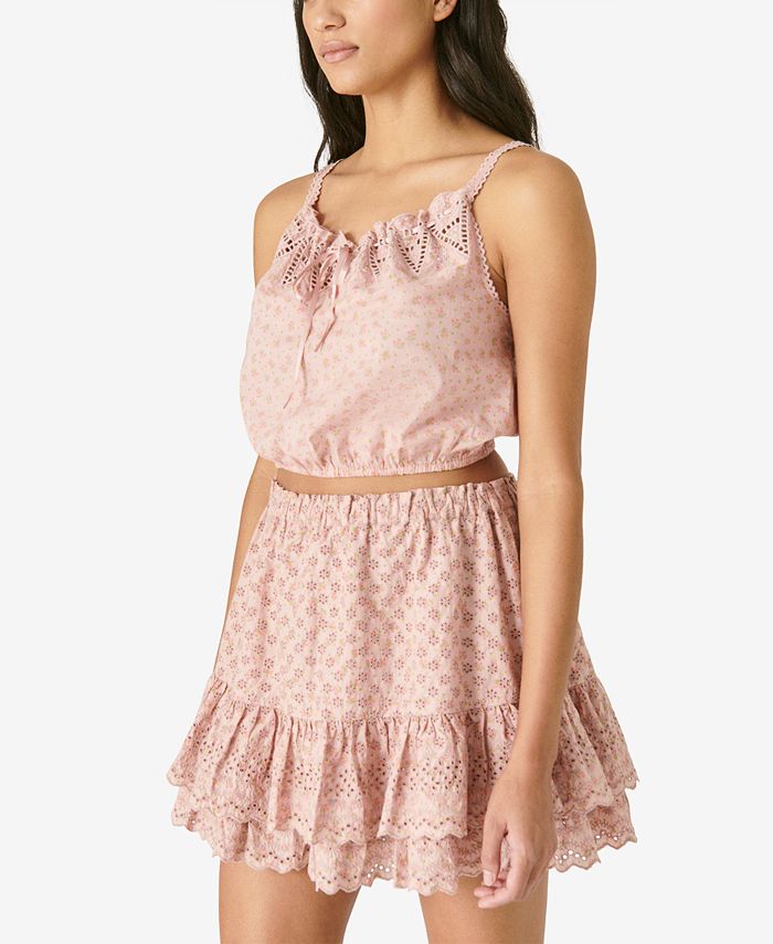 Camisola curta de algodão com estampa floral feminina Lucky Brand, rosa, tamanho extragrande