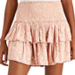 Minissaia feminina Lucky Brand com estampa floral e camadas, rosa, tamanho pequeno