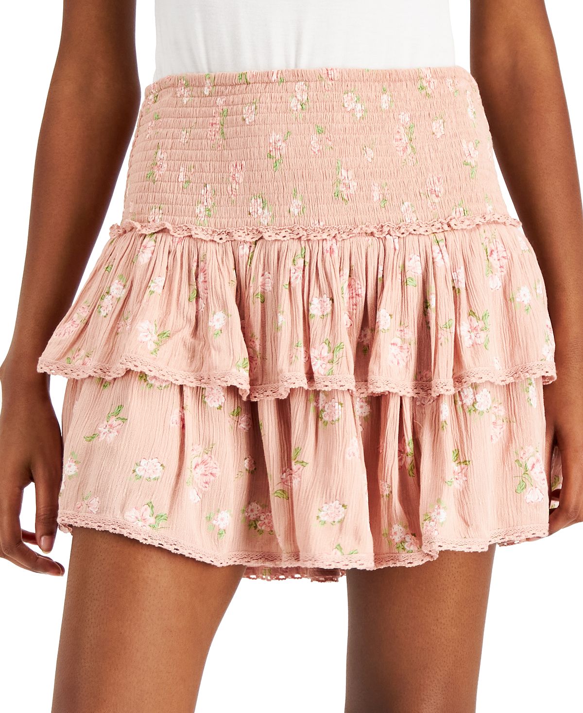 Minissaia feminina Lucky Brand com estampa floral e camadas, rosa, tamanho pequeno
