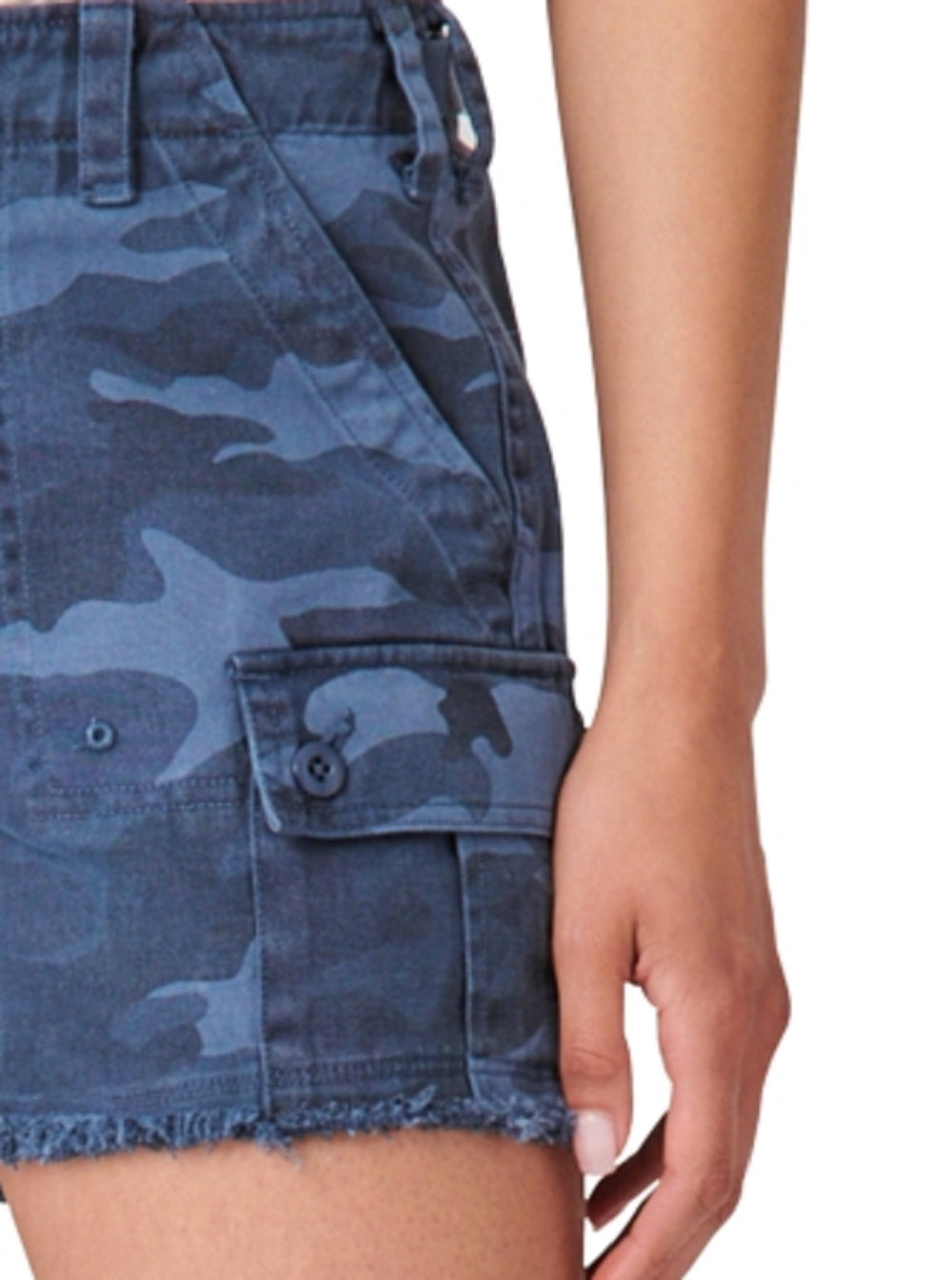 Shorts utilitários de algodão com bainha desfiada Lucky Brand feminino, azul, tamanho 32