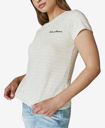 Camiseta feminina listrada de algodão para bebê Lucky Brand, rosa, tamanho extragrande