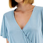 Camiseta feminina Lucky Brand Sandwash Faux Wrap Azul Tamanho X-G