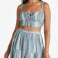 Corpete listrado feminino Lucky Brand Matchback, camisola azul, tamanho X-S