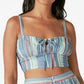 Corpete listrado feminino Lucky Brand Matchback, camisola azul, tamanho X-S