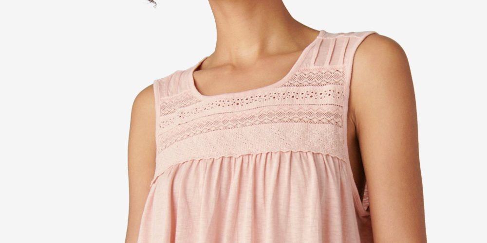 Regata feminina com acabamento em renda Lucky Brand, rosa, tamanho extragrande
