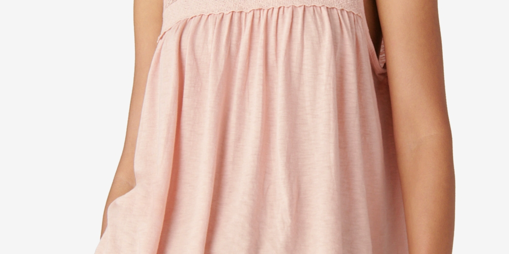 Regata feminina com acabamento em renda Lucky Brand, rosa, tamanho extragrande