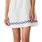 Lucky Brand Minivestido feminino bordado de algodão e linho, branco, tamanho X-S