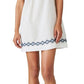 Lucky Brand Minivestido feminino bordado de algodão e linho, branco, tamanho extragrande