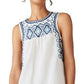 Lucky Brand Minivestido feminino bordado de algodão e linho, branco, tamanho extragrande