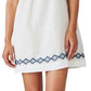 Lucky Brand Minivestido feminino bordado de algodão e linho, branco, tamanho extragrande