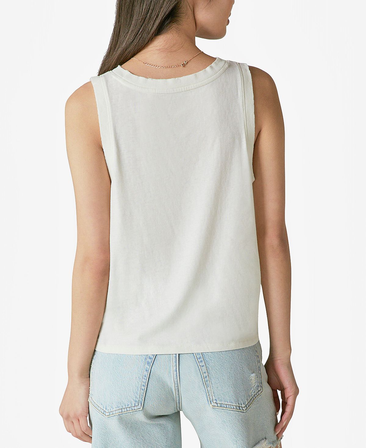 Regata feminina Give Love Muscle da Lucky Brand, branca, tamanho médio