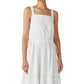 Vestido longo feminino Lucky Brand com renda e camadas, branco, tamanho médio