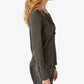 Lucky Brand Feminino Rendado Rib Henley Cinza Tamanho X-G