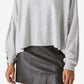 Suéter feminino listrado com listras Lucky Brand em jersey cinza tamanho grande