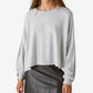 Suéter feminino listrado com listras Lucky Brand em jersey cinza tamanho grande