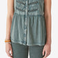 Regata feminina Lucky Brand Pintuck de algodão verde tamanho grande