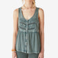 Regata feminina Lucky Brand Pintuck de algodão verde tamanho grande