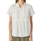 Camisa feminina Lucky Brand com botões e renda, tamanho médio, branca