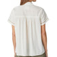 Camisa feminina Lucky Brand com botões e renda, tamanho médio, branca