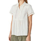 Camisa feminina Lucky Brand com botões e renda, tamanho médio, branca