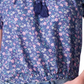 Blusa camponesa feminina estampada de manga curta Lucky Brand, azul, tamanho médio