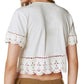 Blusa curta feminina de crochê com decote em V, branca, da Lucky Brand