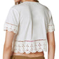 Blusa curta feminina de crochê com decote em V, branca, da Lucky Brand