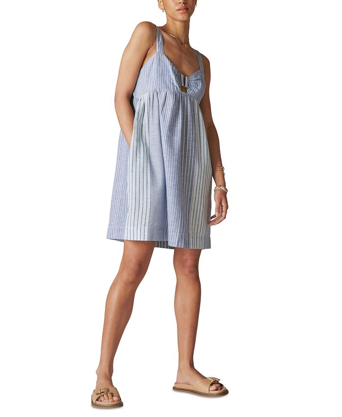 Vestido babydoll feminino sem mangas com recorte Lucky Brand, azul, tamanho extragrande