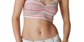 Blusa listrada feminina Lucky Brand Brami Matchback roxa tamanho X-G