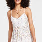 Lucky Brand Minivestido feminino estampado com botões frontais, bege, tamanho extrapequeno