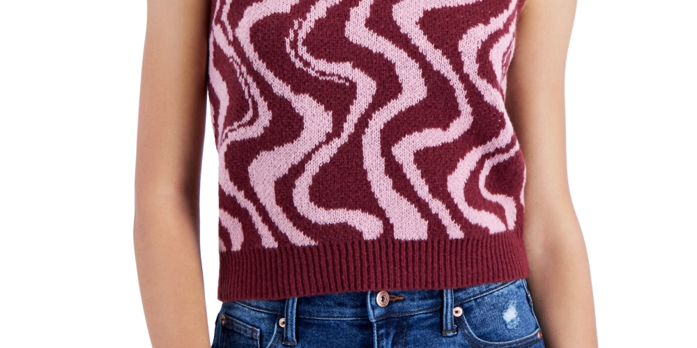 Colete suéter Crave Fame Junior com estampa retrô e gola V, vermelho, tamanho grande