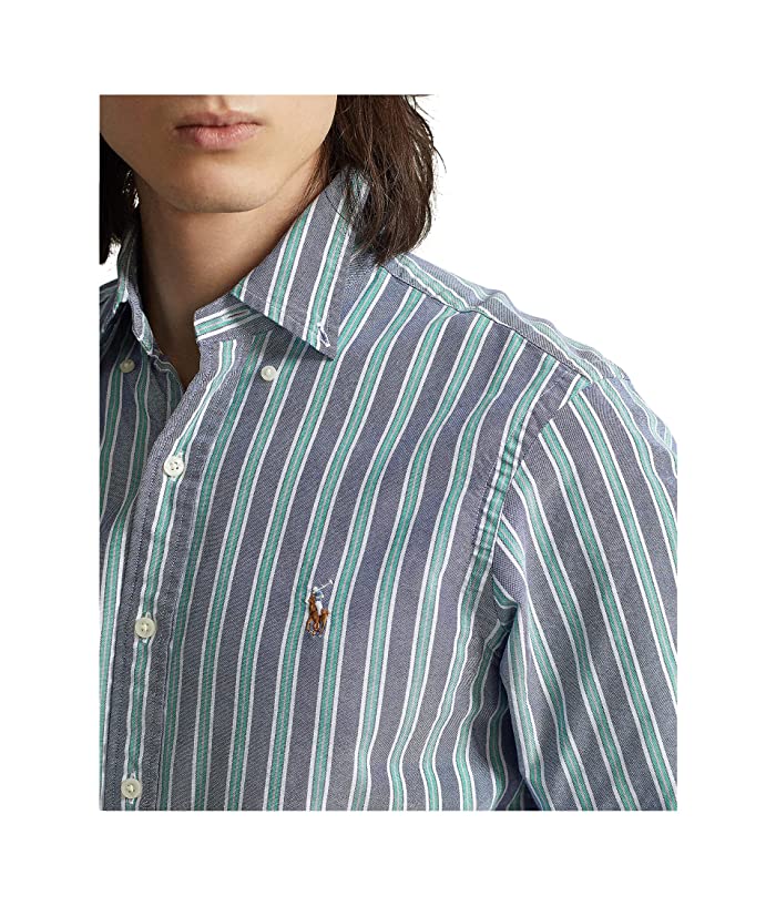Camisa Oxford Listrada Ralph Lauren Masculina Classic Fit Azul Tamanho X-G