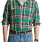 Camisa Ralph Lauren Masculina Xadrez Stretch Performance Flanela Botões Verde Tamanho X-G