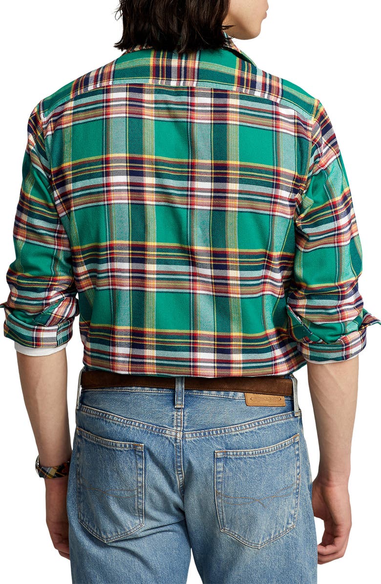 Camisa Ralph Lauren Masculina Xadrez Stretch Performance Flanela Botões Verde Tamanho X-G