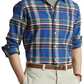 Camisa Ralph Lauren Masculina Xadrez Stretch Performance Flanela Botões Azul Tamanho P