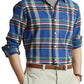 Camisa Ralph Lauren Masculina Xadrez Stretch Performance Flanela Botões Azul Tamanho XX-G