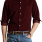 Camisa Ralph Lauren Masculina Classic Fit Veludo Cotelê com Botões Vermelha Tamanho Médio