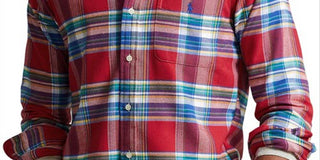 Camisa Ralph Lauren Masculina Xadrez Stretch Performance Flanela Botões Vermelha Tamanho XX-G