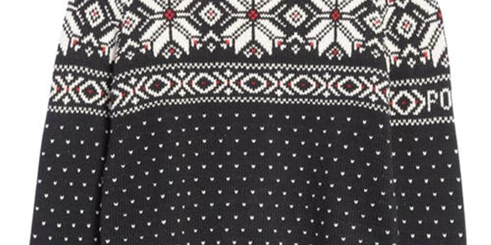 Suéter Ralph Lauren Fair Isle de algodão e caxemira com gola redonda, preto, tamanho pequeno, masculino