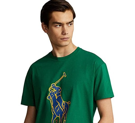 Camiseta Ralph Lauren Masculina Classic Fit Big Pony Jersey Verde Tamanho Médio
