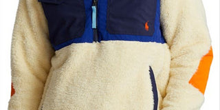 Ralph Lauren Masculino Moletom com Capuz Híbrido de Lã com Pelo Alto e Meio Zíper, Bege, Tamanho XXG