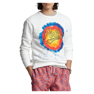 Ralph Lauren Masculino Moletom Fleece com Estampa Tie Dye e Logotipo Branco Tamanho Grande