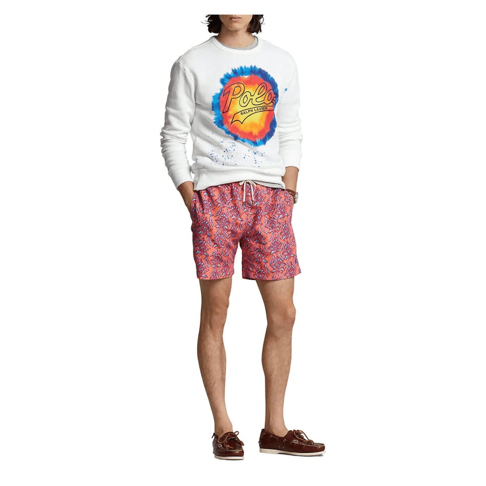 Ralph Lauren Masculino Moletom Fleece com Estampa Tie Dye e Logotipo Branco Tamanho Grande