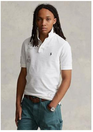 Camisa polo masculina Polo Ralph Lauren Classic Fit de algodão e malha, branca, tamanho grande