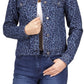 Jaqueta jeans feminina Michael Kors de algodão com estampa de leopardo, azul, tamanho pequeno