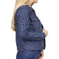 Jaqueta jeans feminina Michael Kors com bolsos e botões, gola aberta, estampa animal, azul, tamanho médio