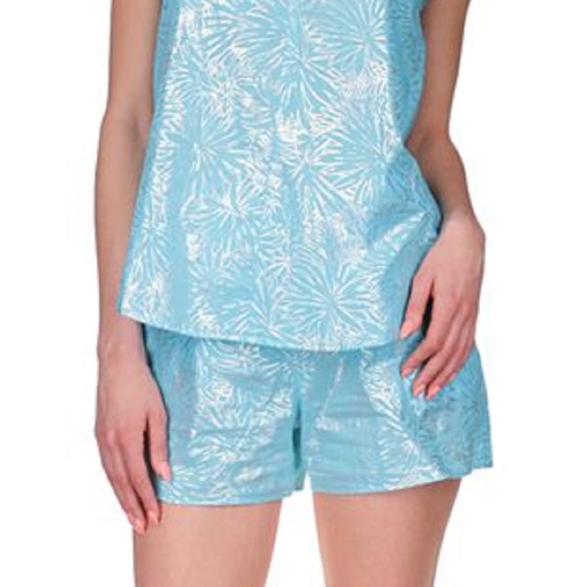 Blusa feminina Michael Kors com babados e estampa de folha de algodão azul, tamanho XX-S