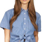 Michael Kors Camiseta Feminina Amarrada na Frente Azul Tamanho Grande